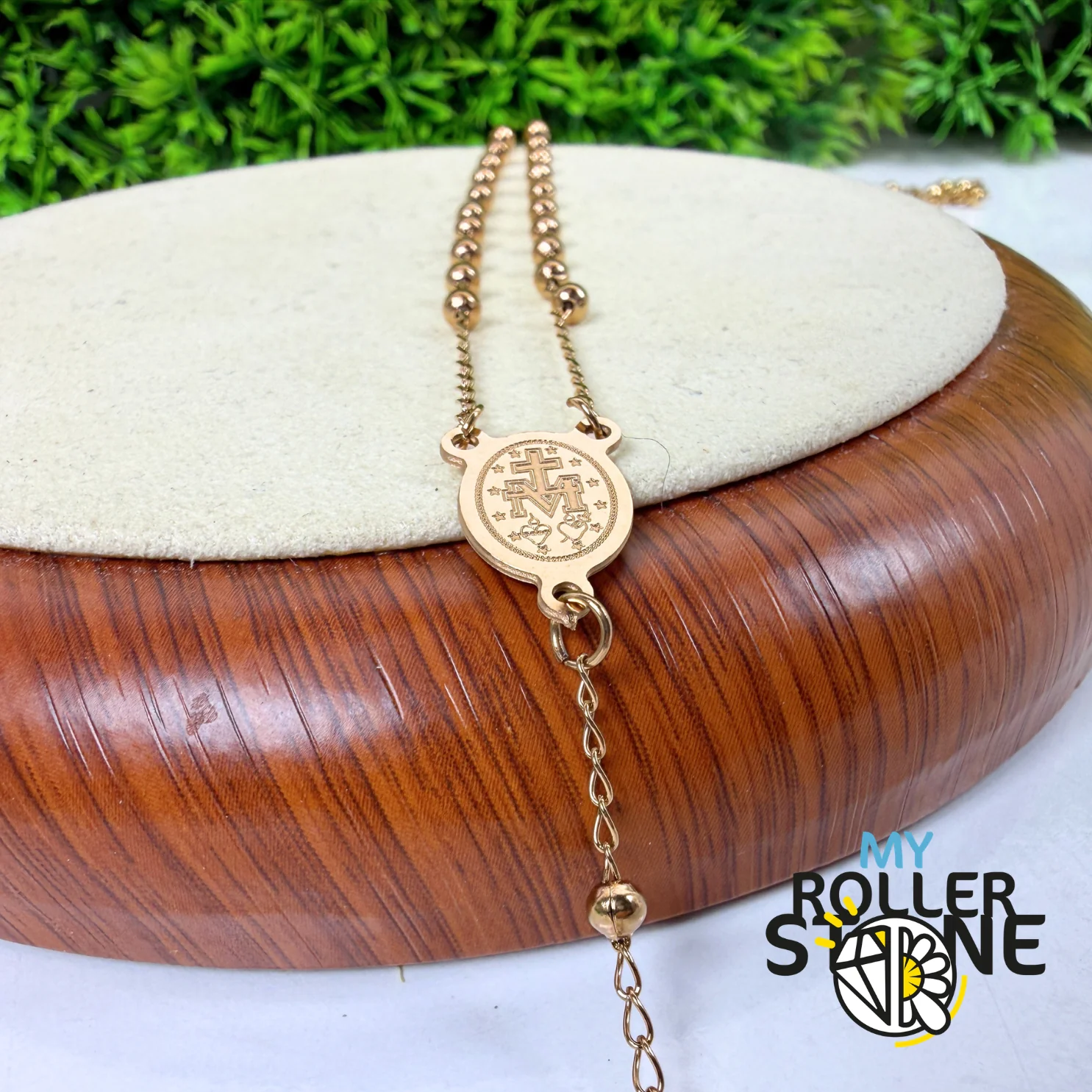 Chapelet de Prière Doré – Croix & Médaille Vierge Marie – Acier Inoxydable 304 - Image 3