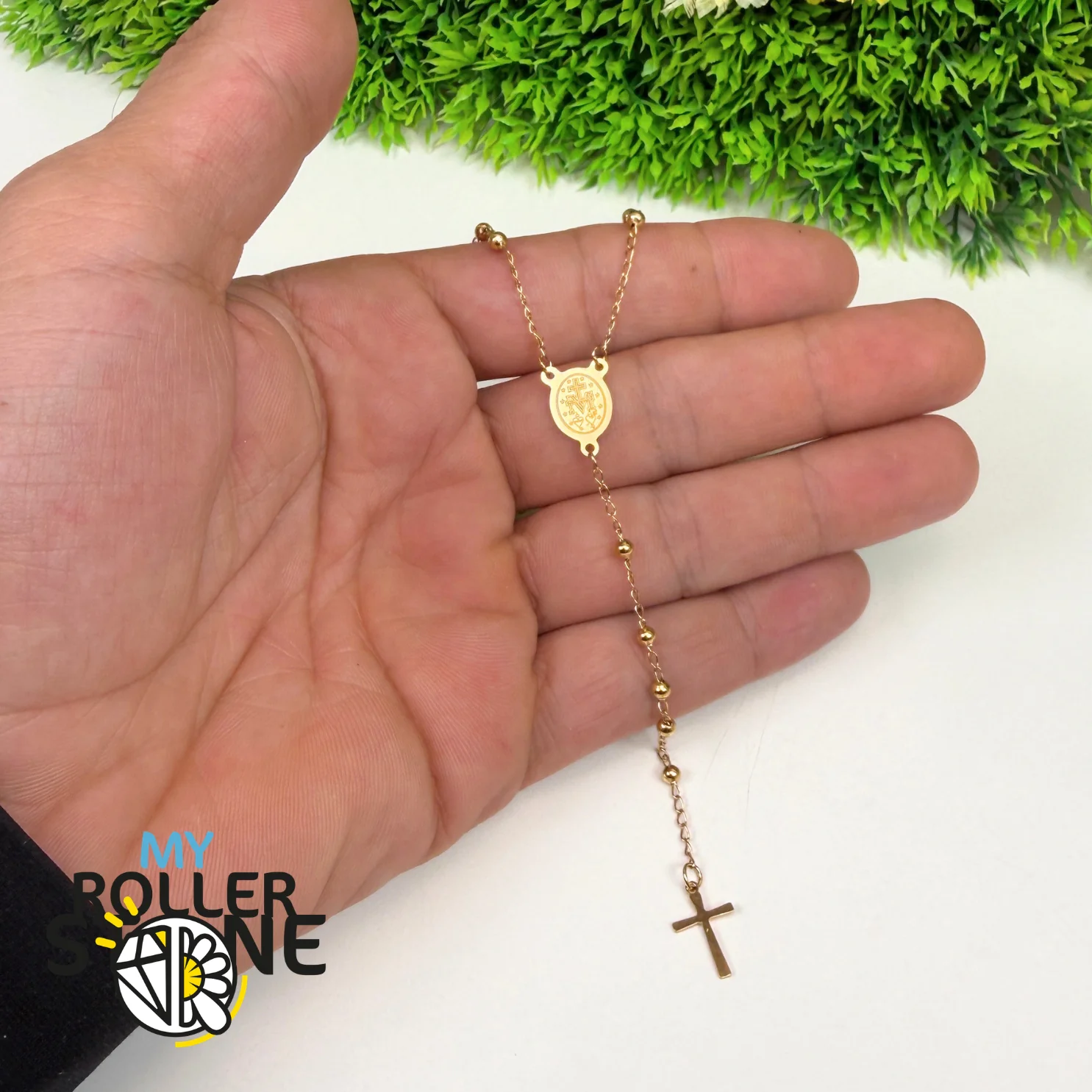 Chapelet de Prière Doré – Croix & Médaille Vierge Marie – Acier Inoxydable 304 - Image 6