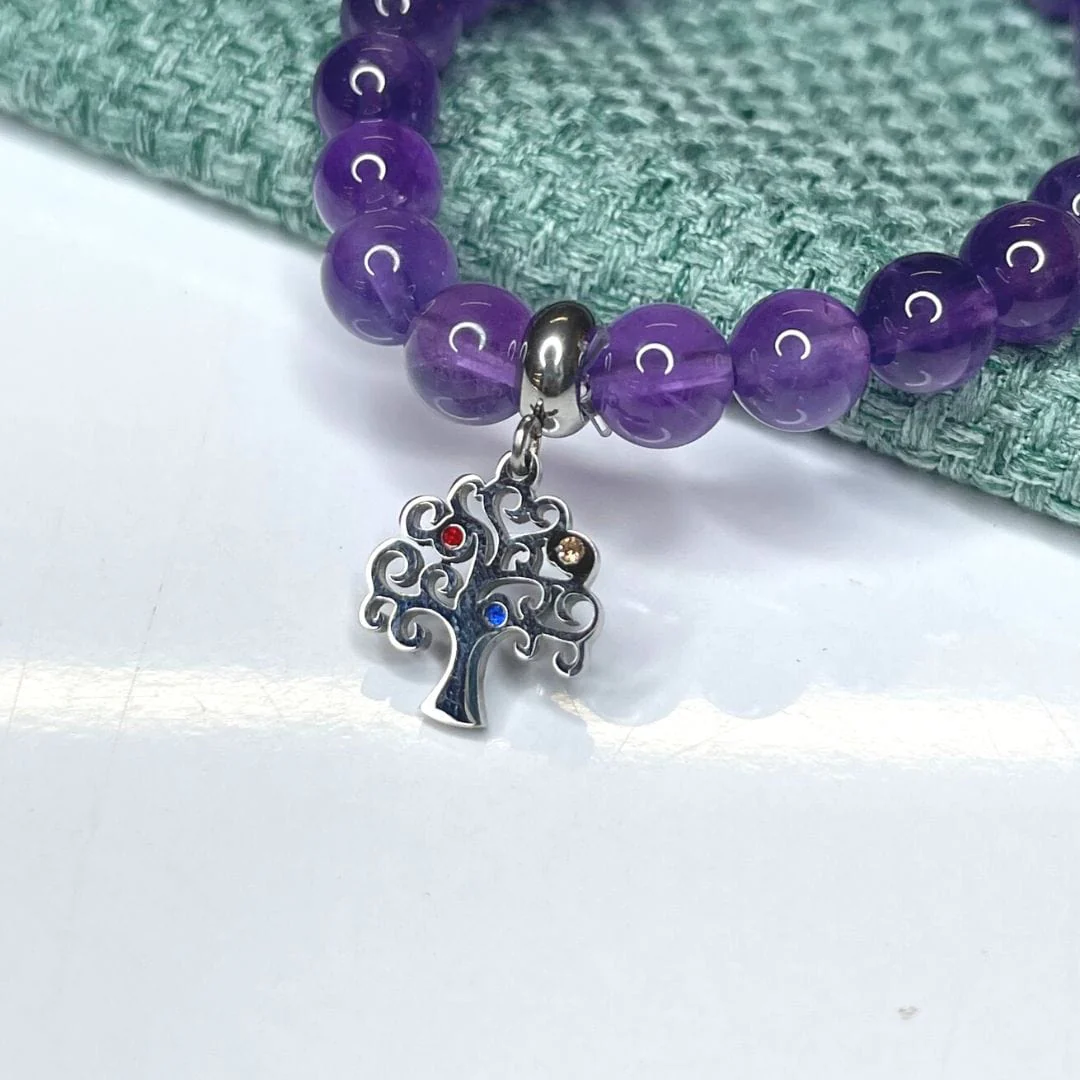 Charm Arbre de vie acier strass coloré avec bélière