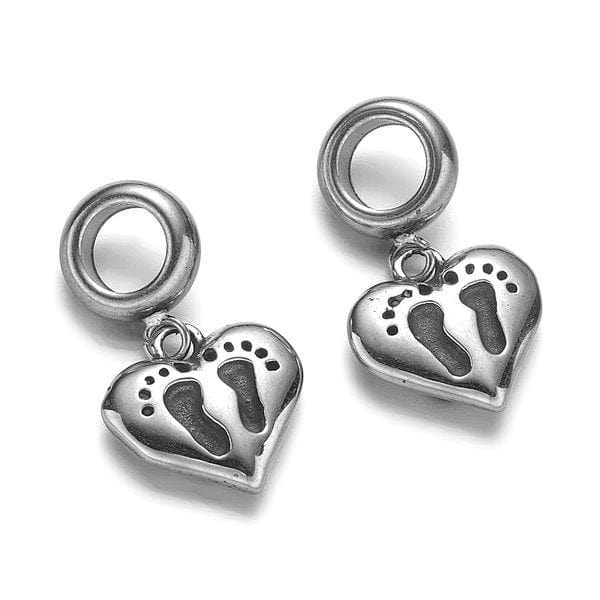 Charm Coeur et empreintes avec bélière