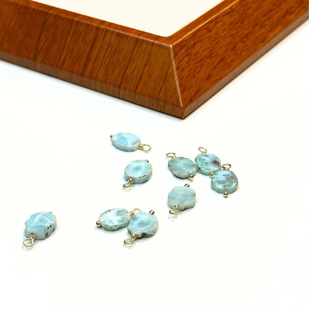 Charm Pendentif Larimar Plaqué Or