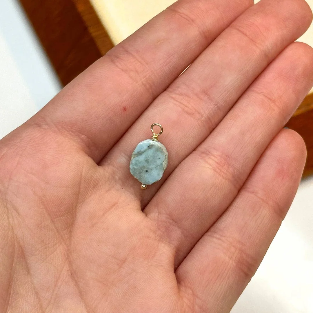 Charm Pendentif Larimar Plaqué Or - Image 2