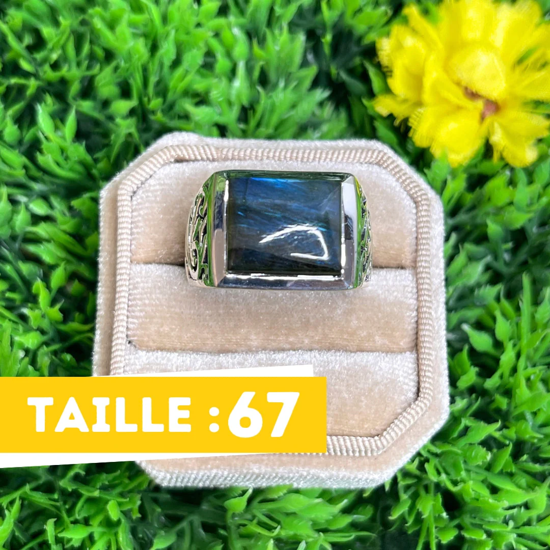 Chevalière Argent Labradorite Carré #3 - Image 3