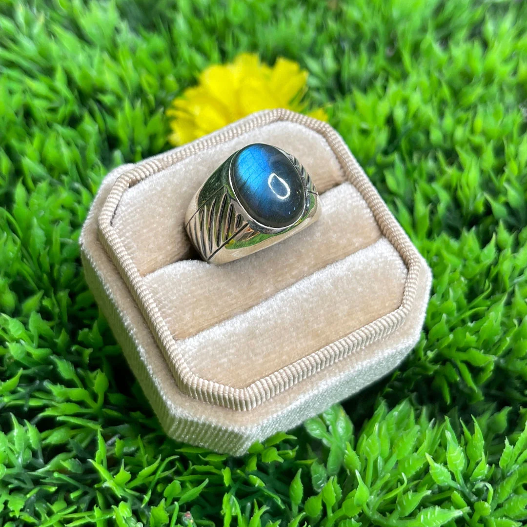 Chevalière Argent Labradorite Rayé #3 - Image 2