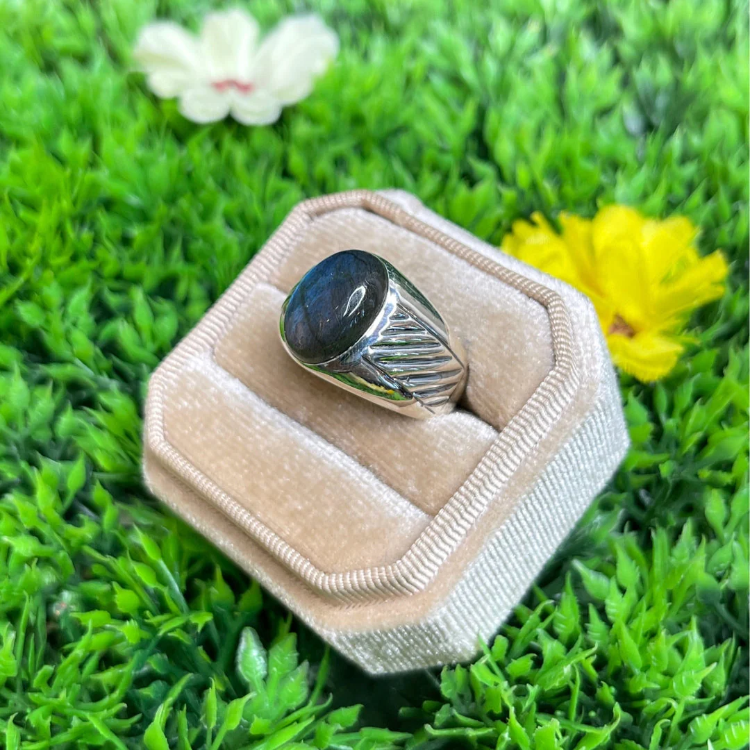Chevalière Argent Labradorite Rayé #4 - Image 2