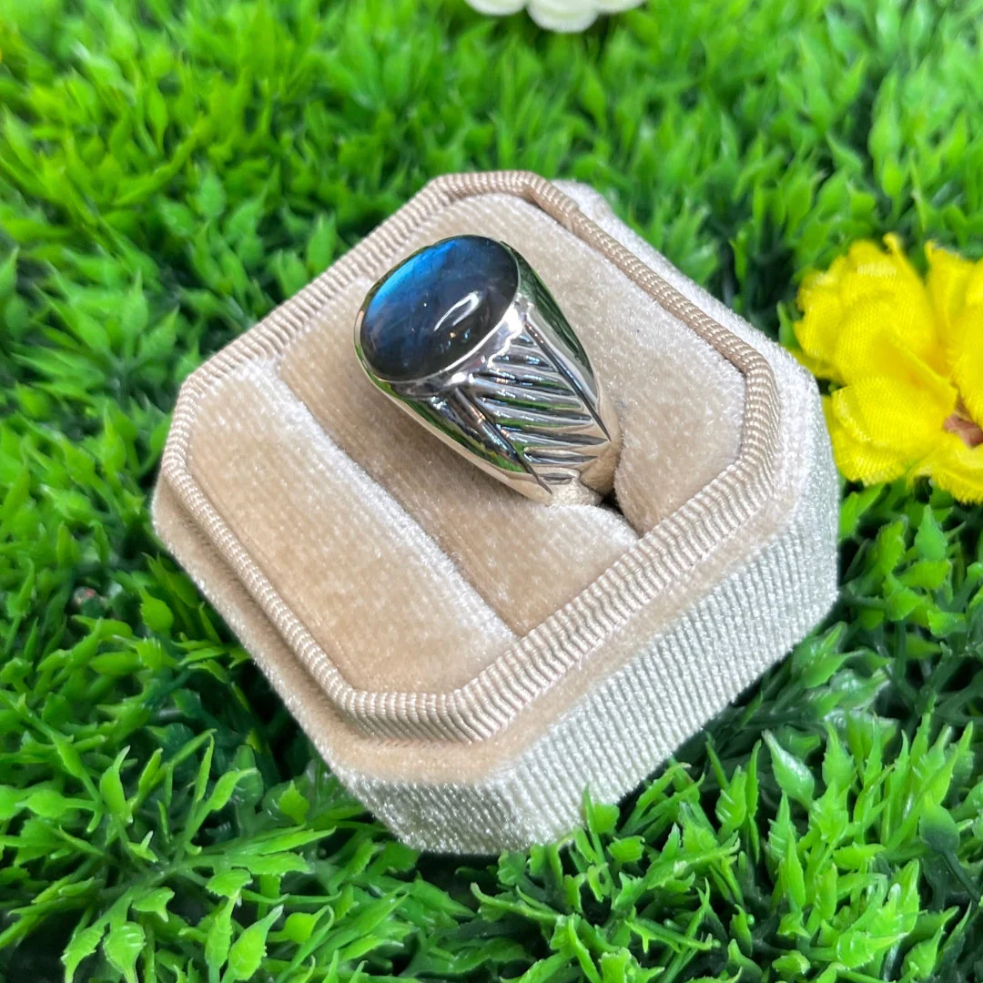 Chevalière Argent Labradorite Rayé #5 - Image 2