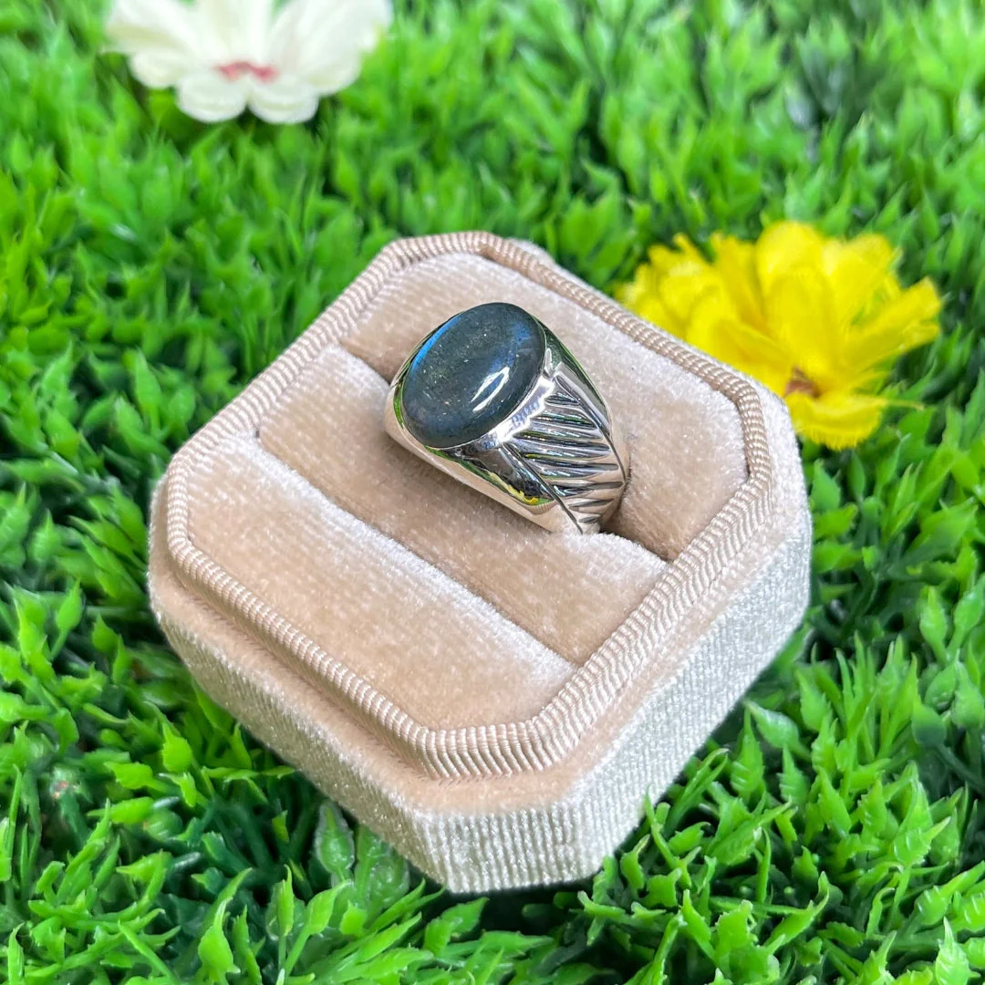 Chevalière Argent Labradorite Rayé #6 - Image 2