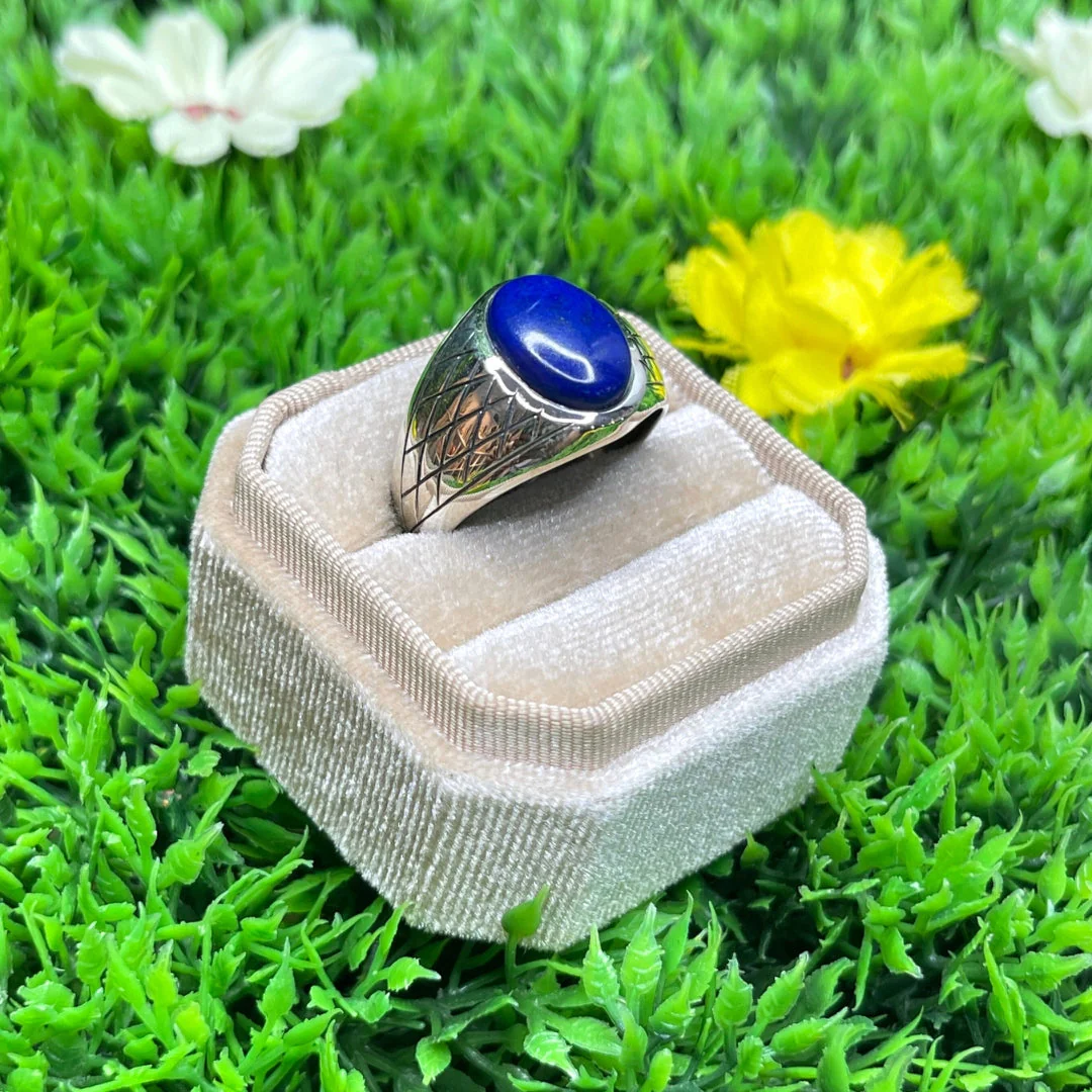 Chevalière Argent Lapis Lazuli Arlequin #2 - Image 2