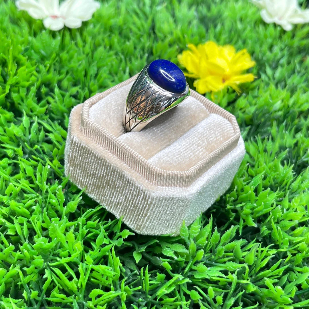 Chevalière Argent Lapis Lazuli Arlequin #3 - Image 2