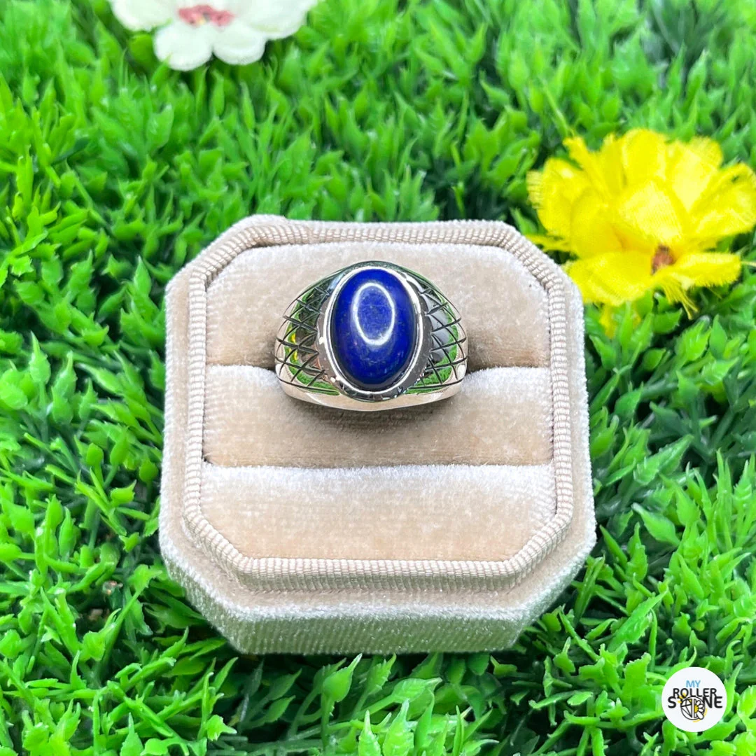 Chevalière Argent Lapis Lazuli Arlequin #5 - Image 2