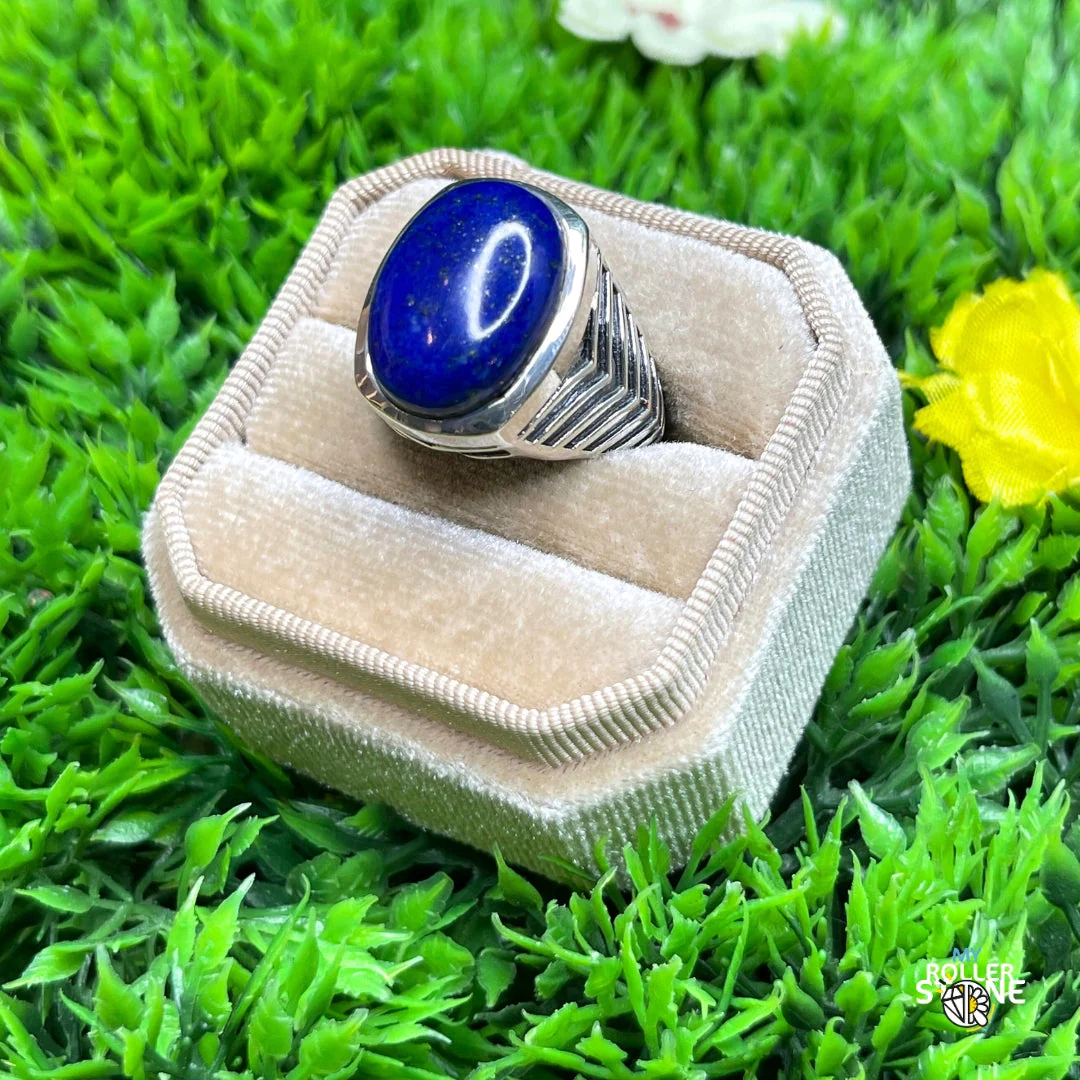 Chevalière Argent Lapis Lazuli Bataille #3 - Image 2