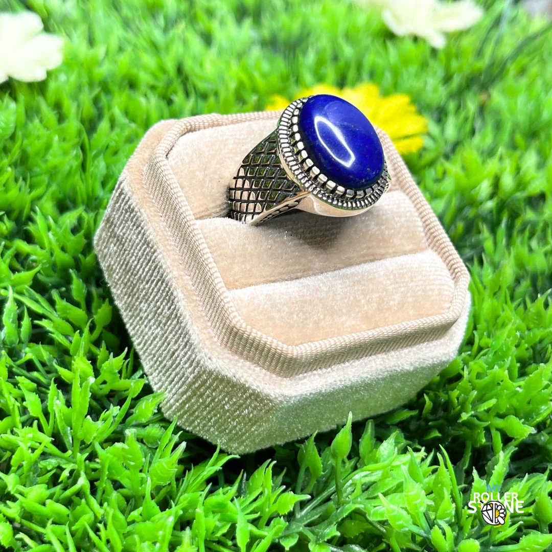 Chevalière Argent Lapis Lazuli Damier #3 - Image 2