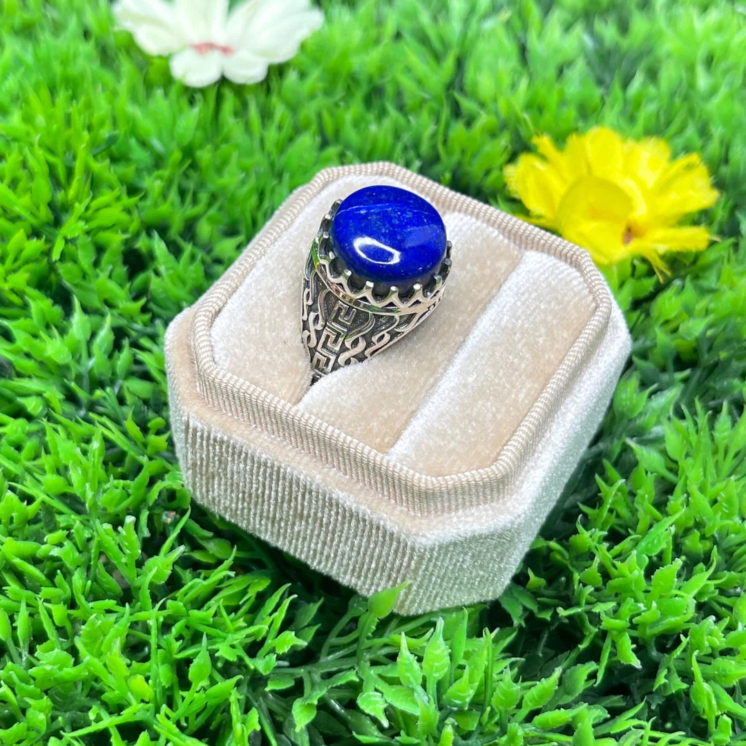 Chevalière Argent Lapis Lazuli Flamme #1 - Image 2