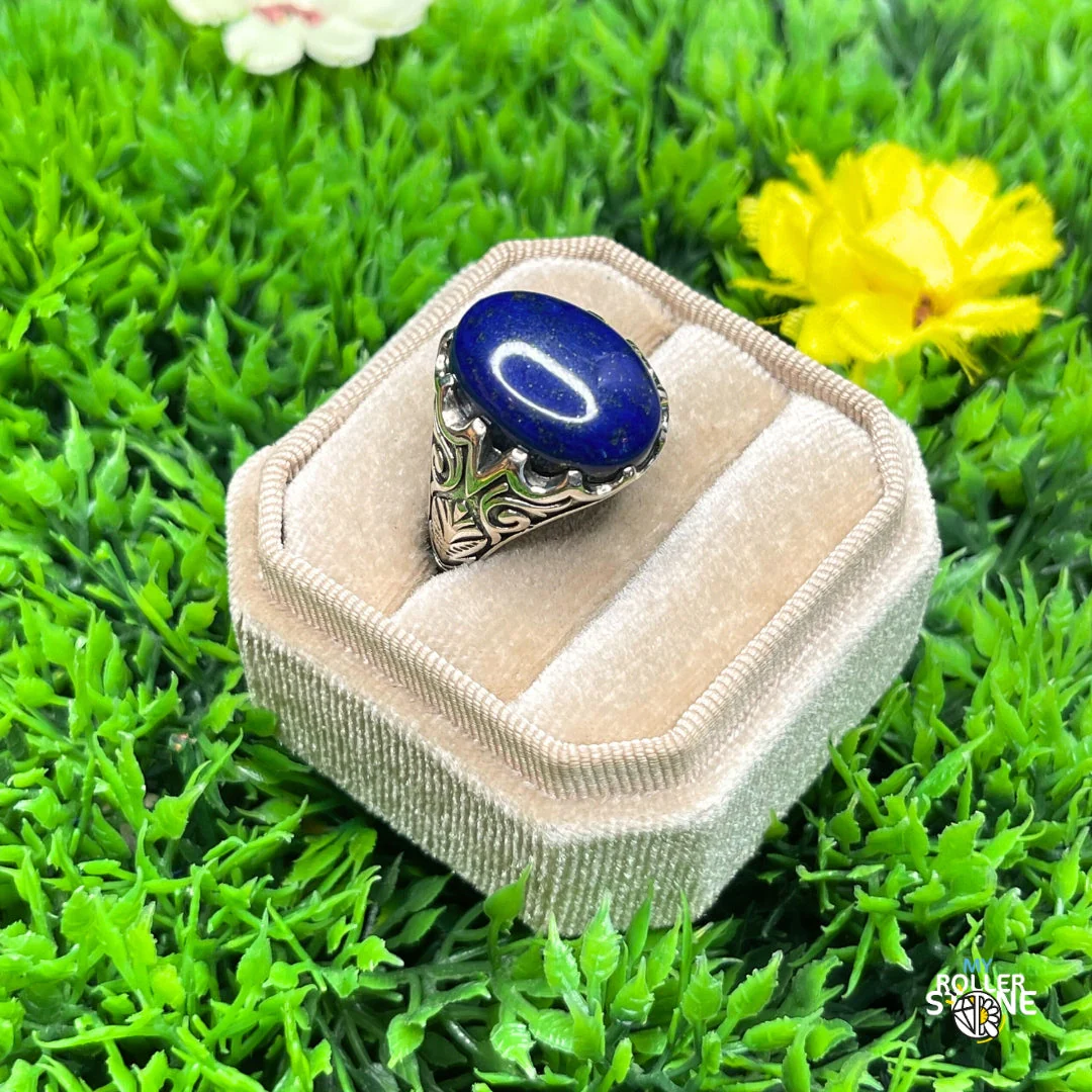 Chevalière Argent Lapis Lazuli Paon #1 - Image 2