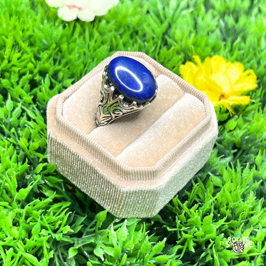 Chevalière Argent Lapis Lazuli Paon #2 - Image 2