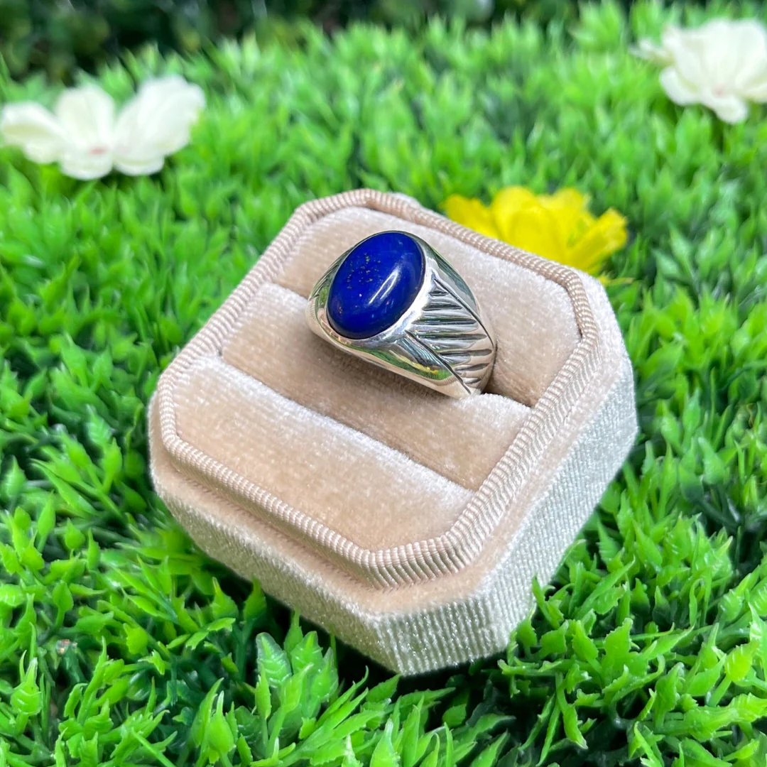 Chevalière Argent Lapis Lazuli Rayé #1 - Image 2