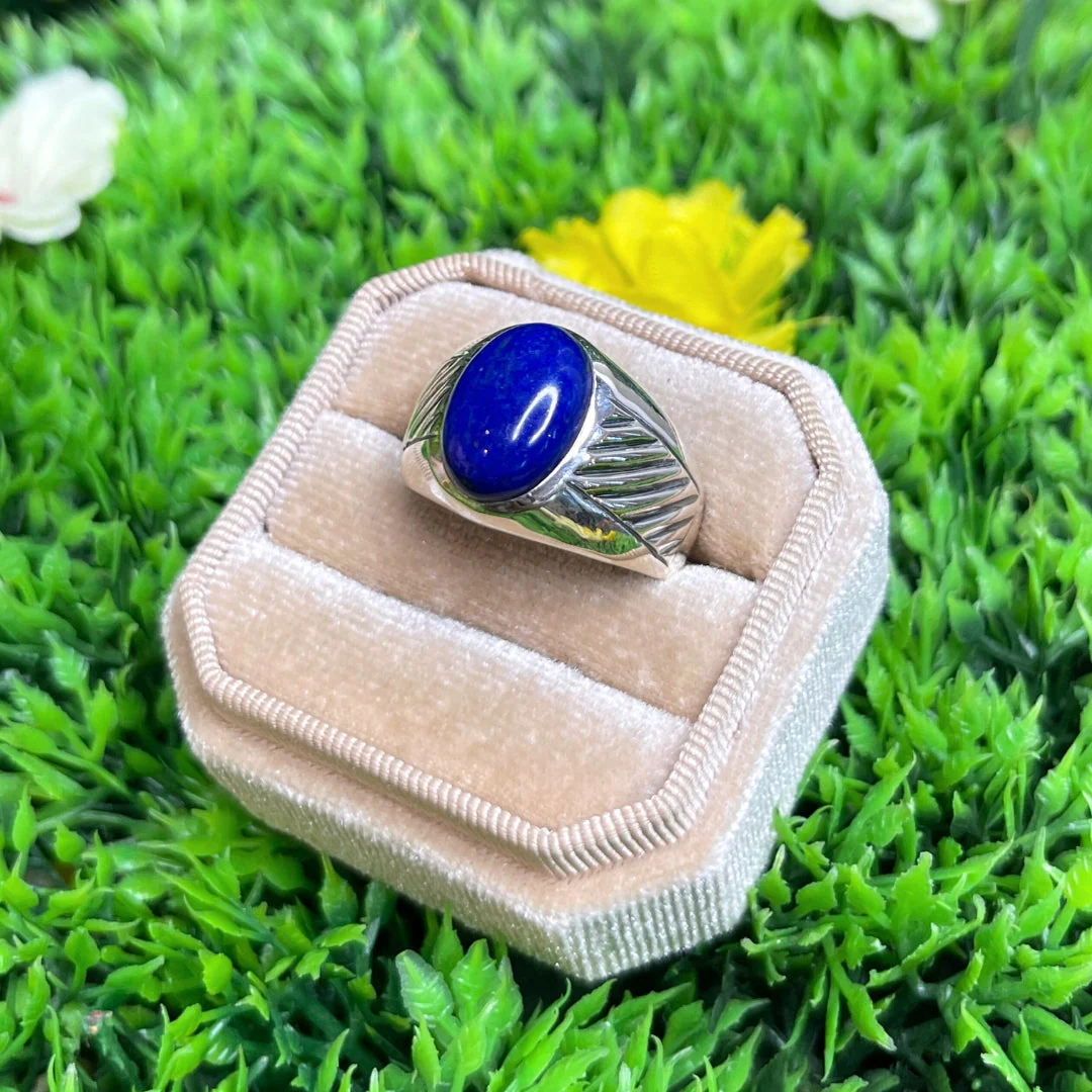 Chevalière Argent Lapis Lazuli Rayé #3 - Image 2