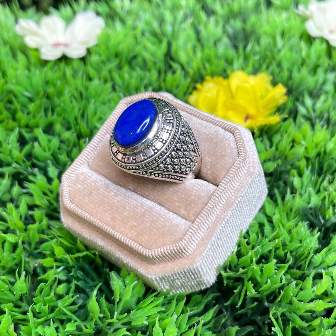 Chevalière Argent Lapis Lazuli Viking #2 - Image 2