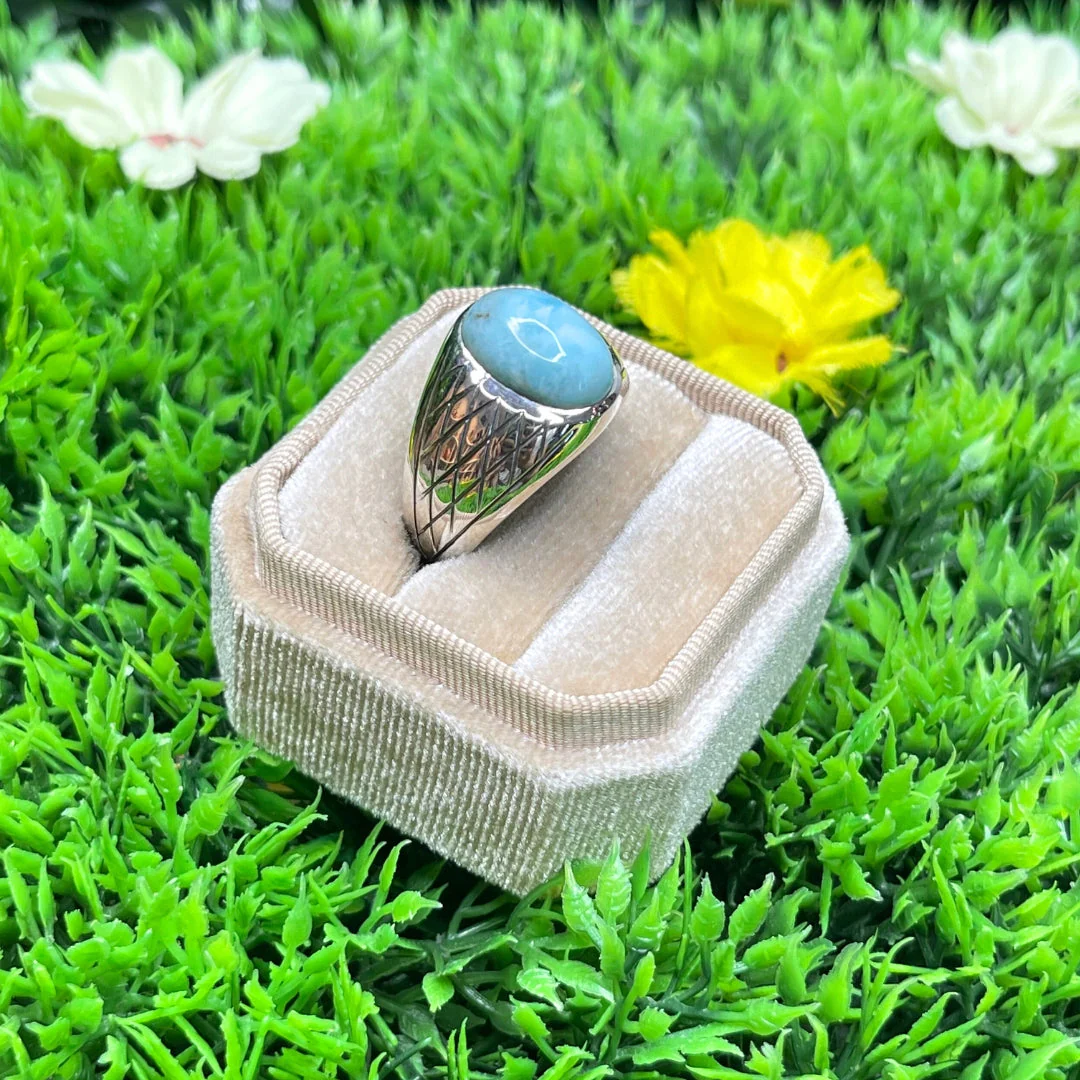 Chevalière Argent Larimar Arlequin #1 - Image 2