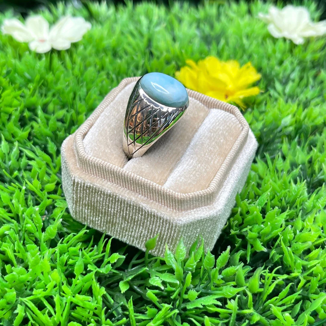 Chevalière Argent Larimar Arlequin #3 - Image 2