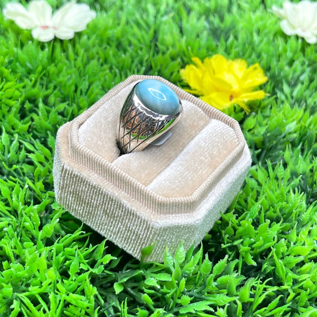 Chevalière Argent Larimar Arlequin #4 - Image 2