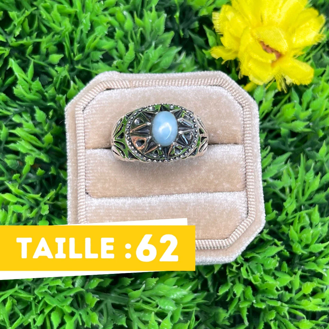 Chevalière Argent Larimar Étoile #1