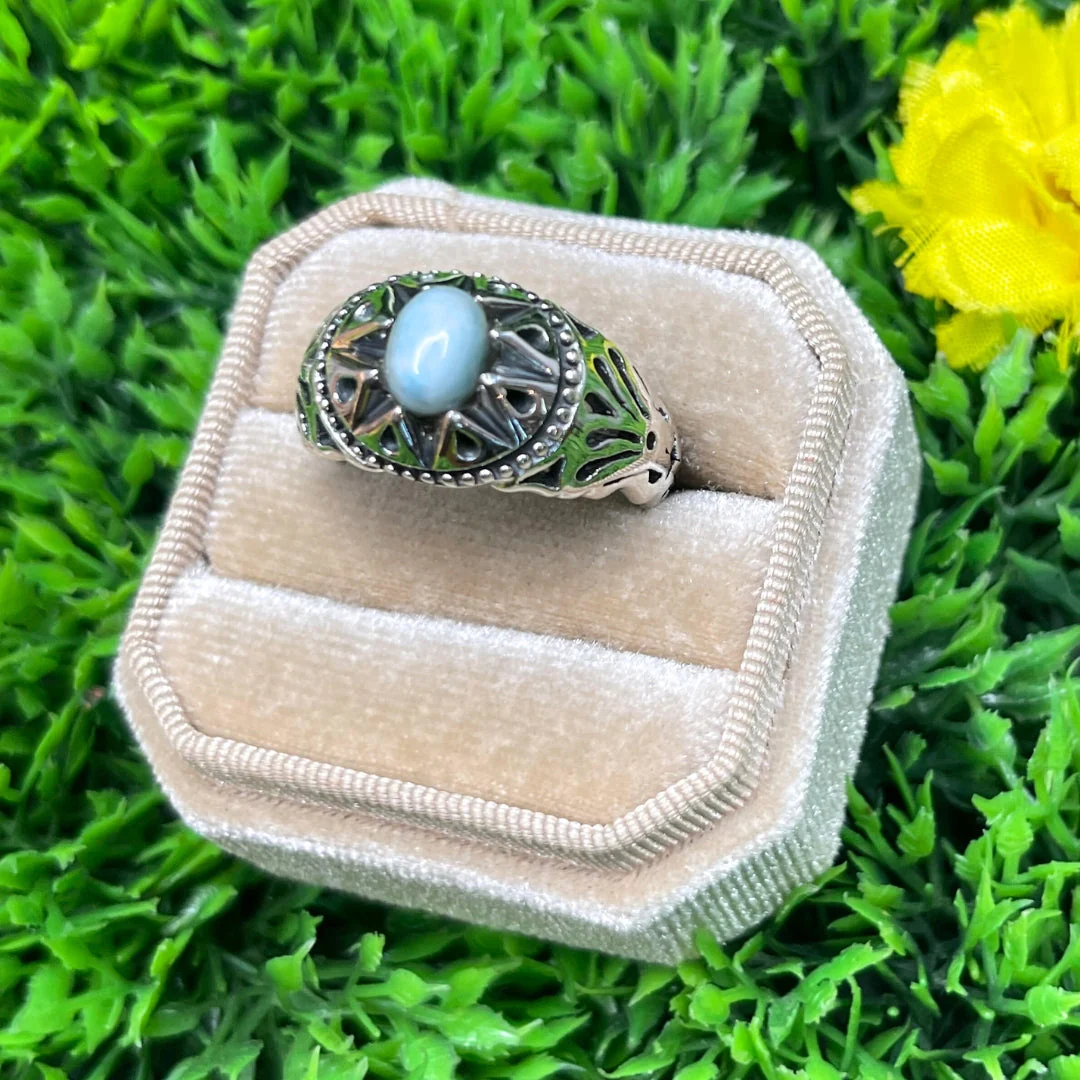 Chevalière Argent Larimar Étoile #5 - Image 2
