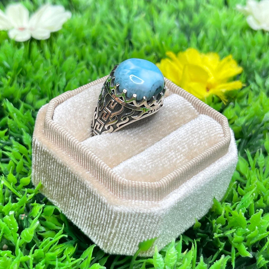 Chevalière Argent Larimar Flamme #2 - Image 2