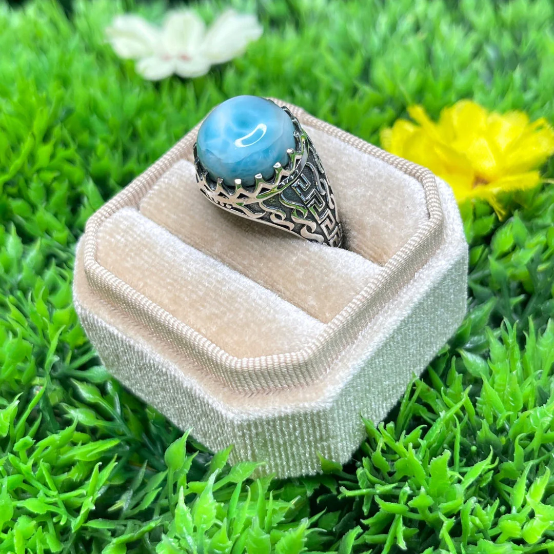 Chevalière Argent Larimar Flamme #3 - Image 2