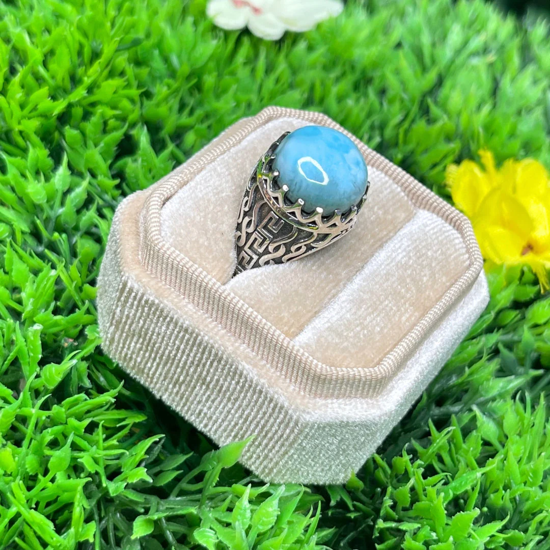 Chevalière Argent Larimar Flamme #4 - Image 2