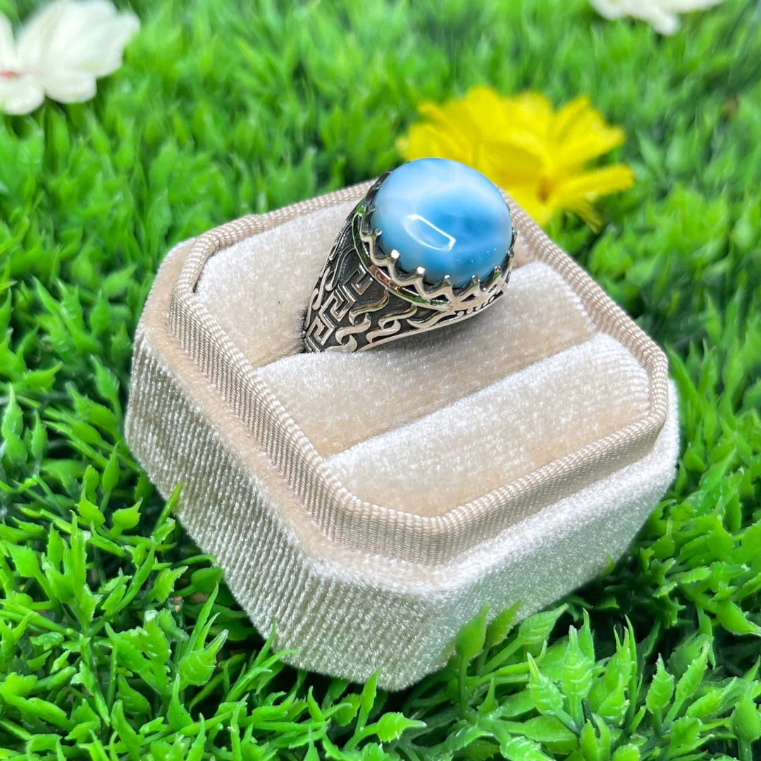 Chevalière Argent Larimar Flamme #5 - Image 2