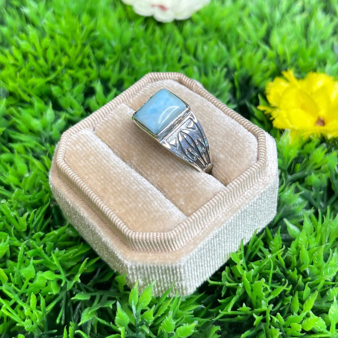 Chevalière Argent Larimar Flèche #4 - Image 2