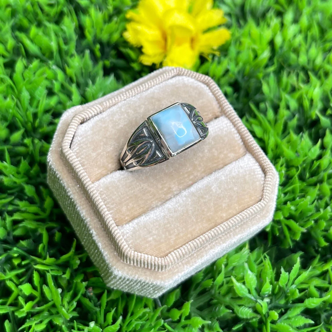 Chevalière Argent Larimar Flèche #7 - Image 2