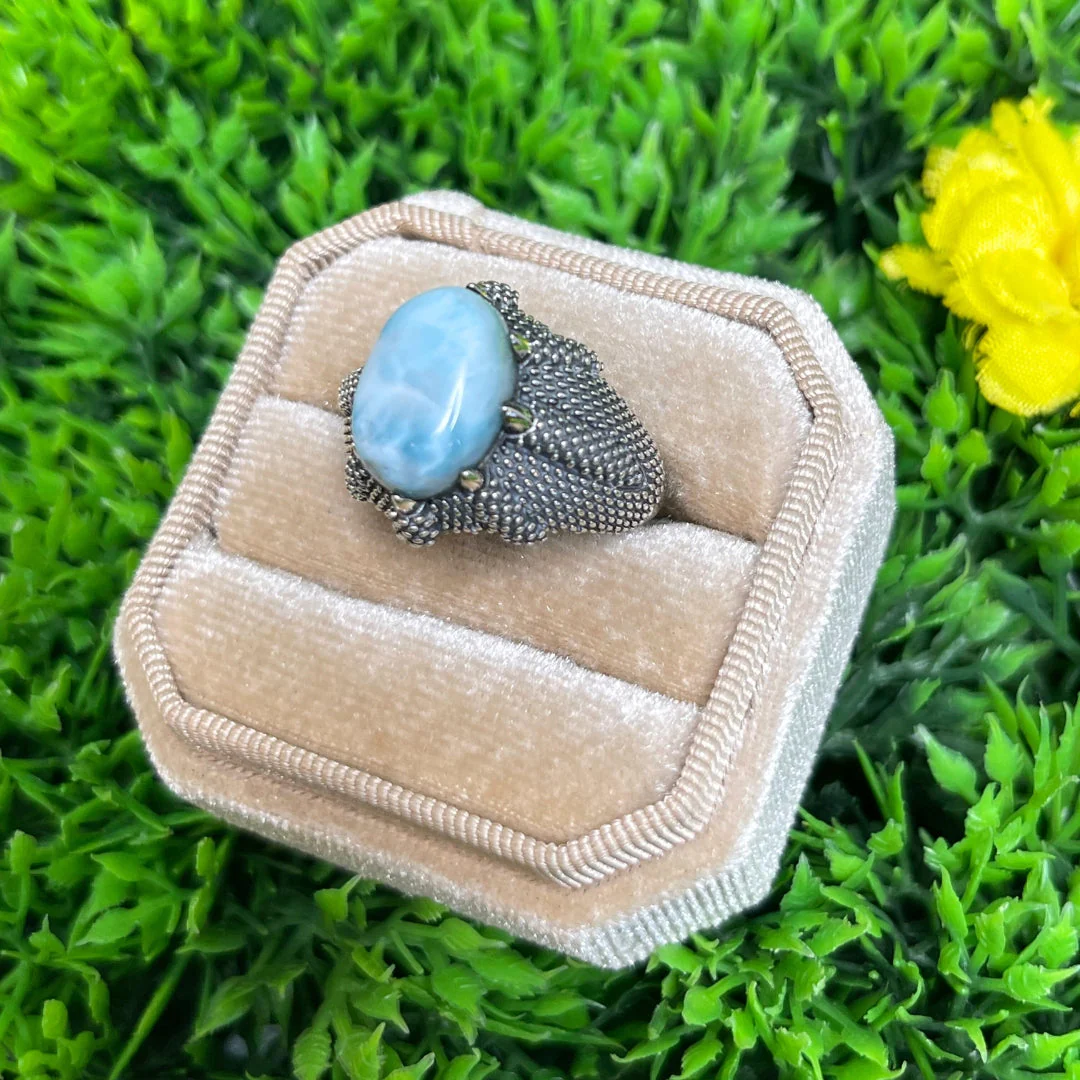 Chevalière Argent Larimar Griffe #1 - Image 2