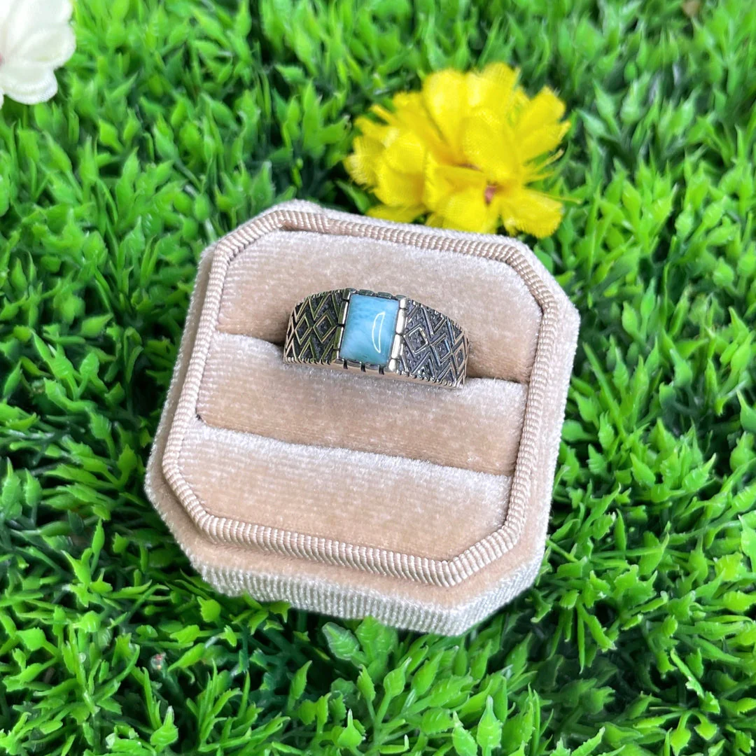 Chevalière Argent Larimar Losange #1 - Image 2