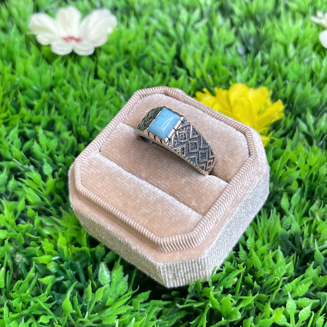 Chevalière Argent Larimar Losange #3 - Image 2