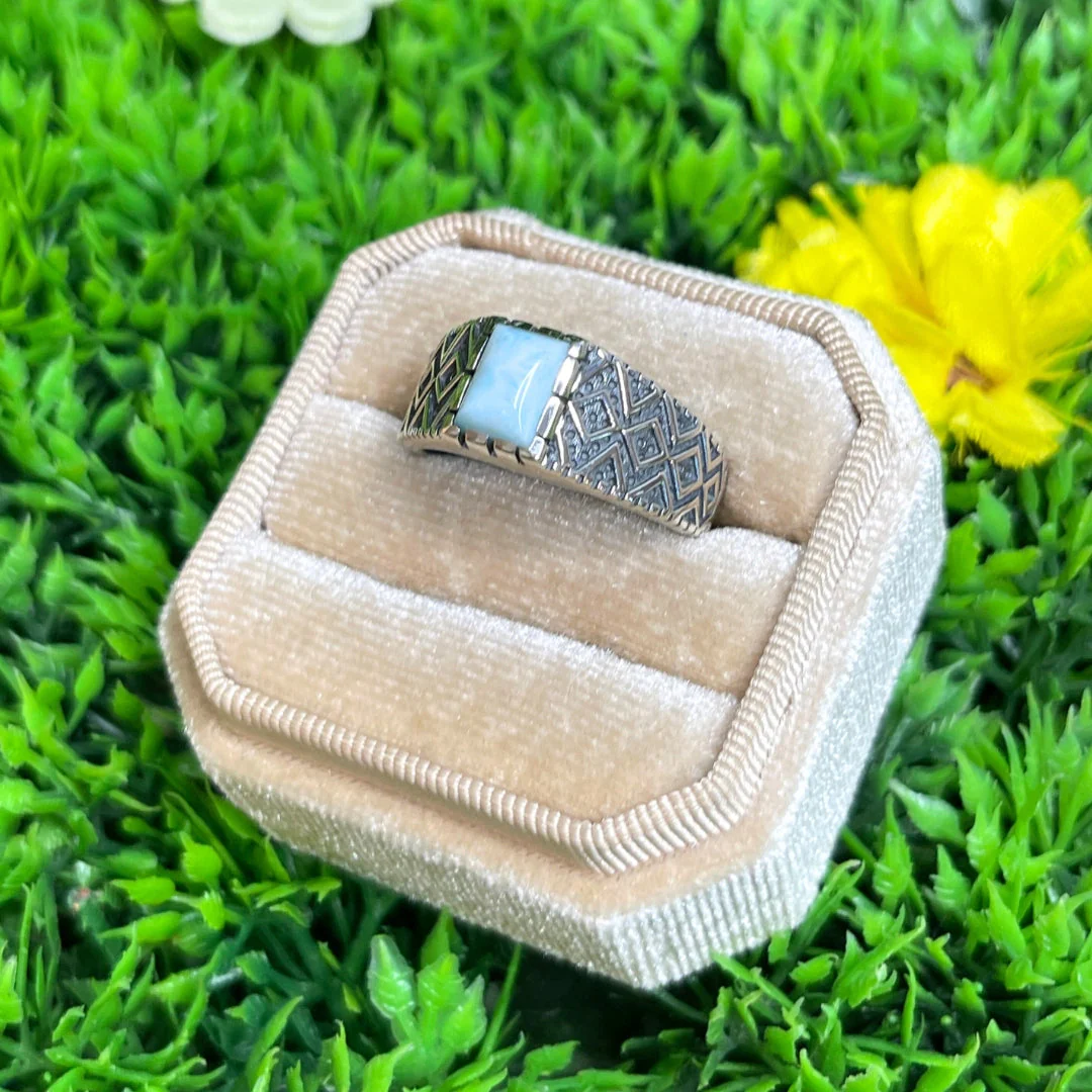 Chevalière Argent Larimar Losange #7 - Image 2