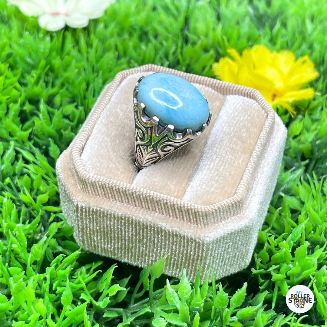 Chevalière Argent Larimar Paon #1 - Image 2