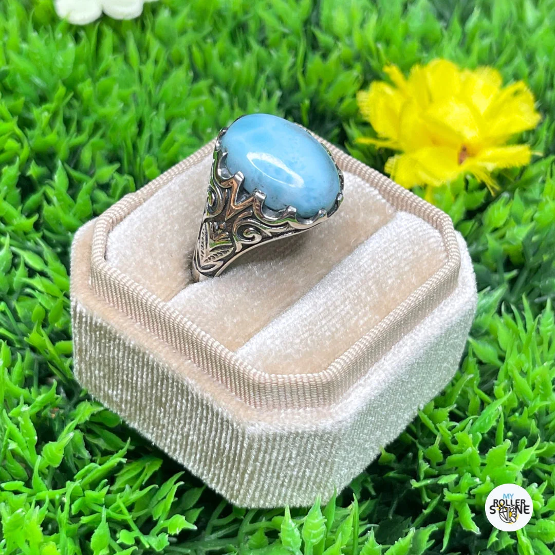 Chevalière Argent Larimar Paon #2 - Image 2