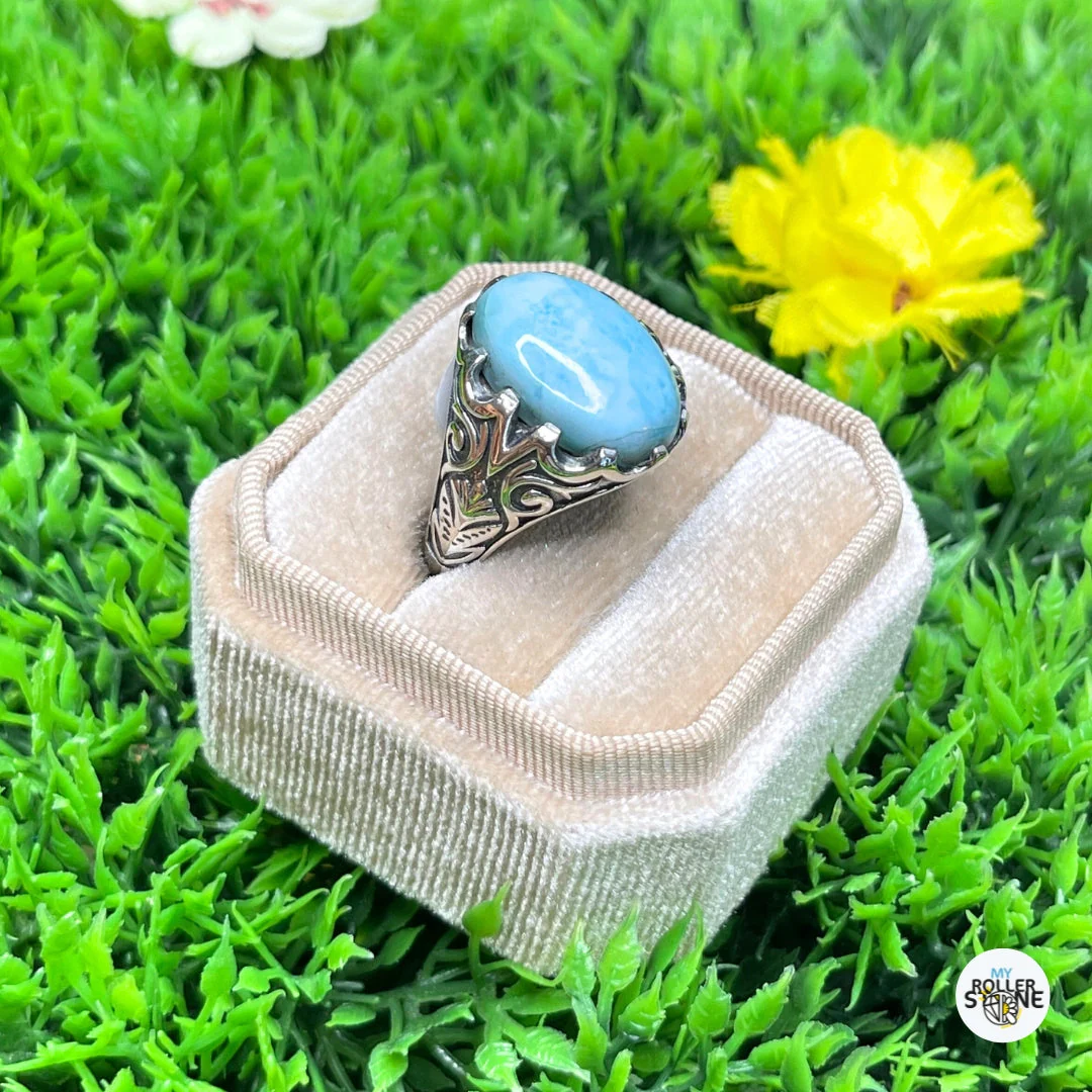 Chevalière Argent Larimar Paon #3 - Image 2