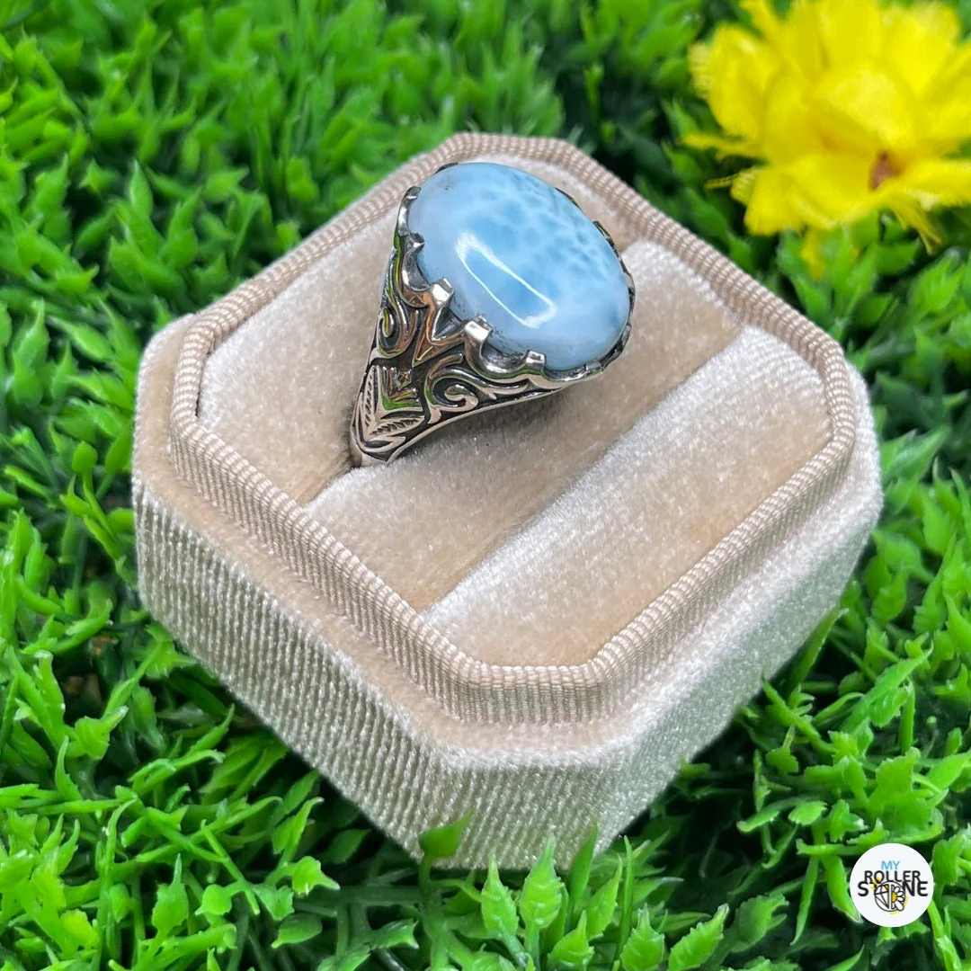 Chevalière Argent Larimar Paon #4 - Image 2