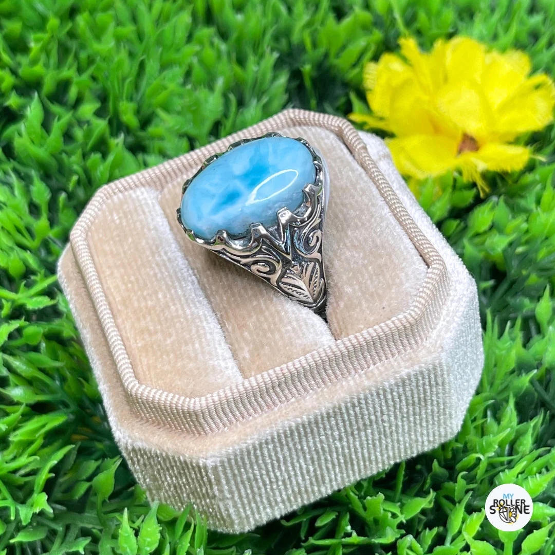 Chevalière Argent Larimar Paon #5 - Image 2