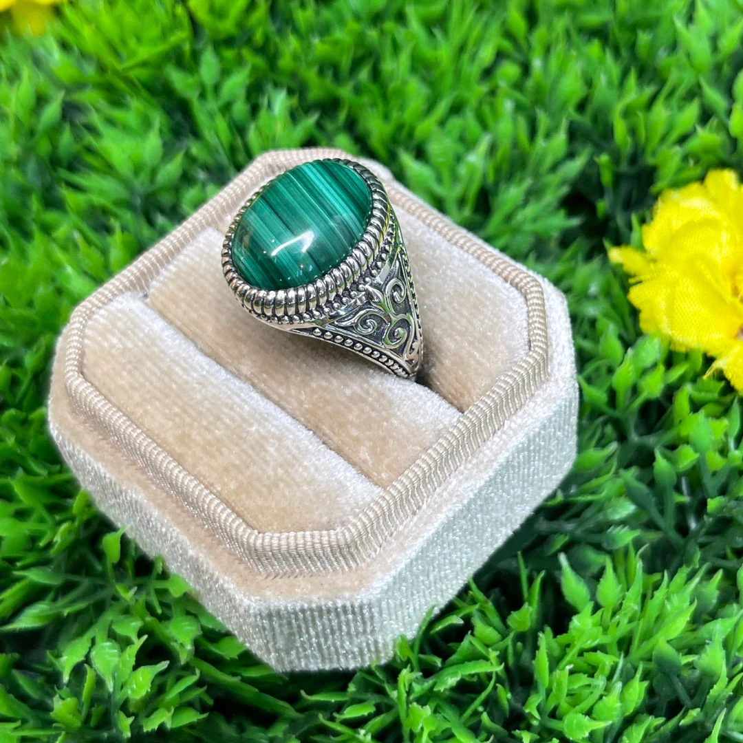 Chevalière Argent Malachite Celte #2 - Image 2