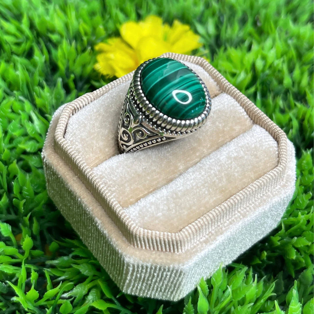 Chevalière Argent Malachite Celte #4 - Image 2