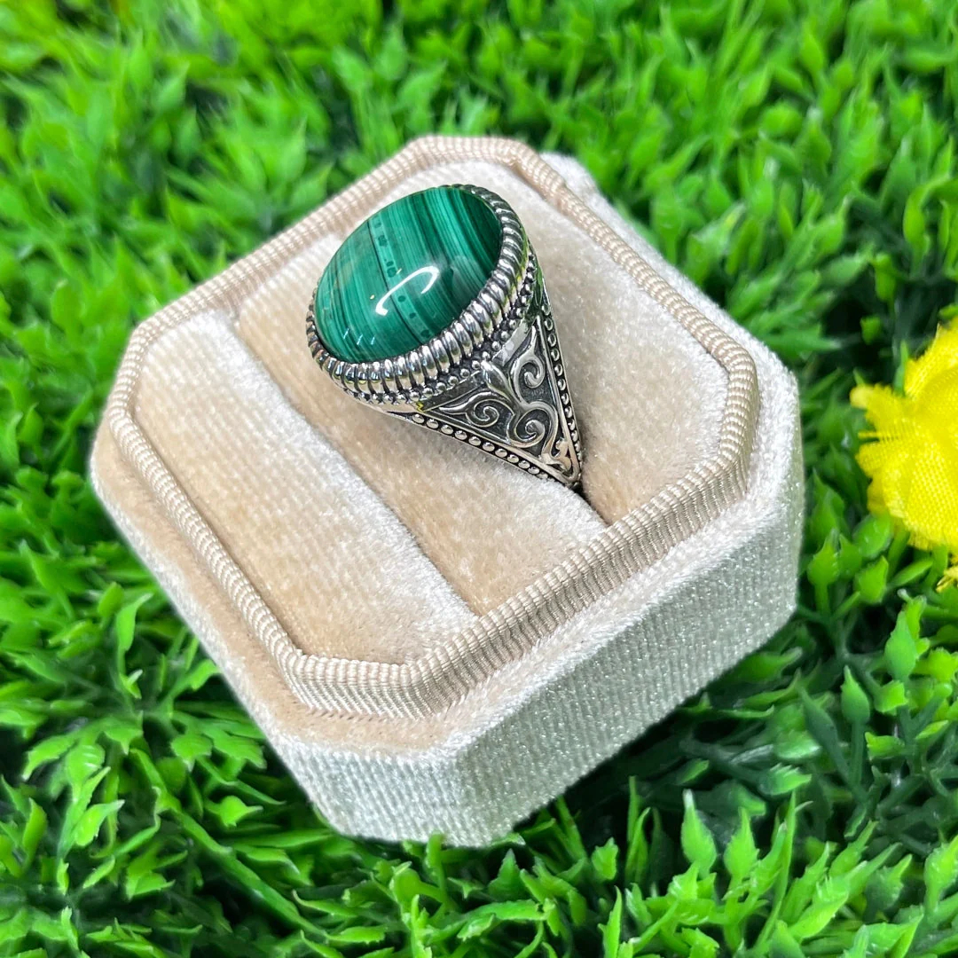 Chevalière Argent Malachite Celte #4 - Image 4