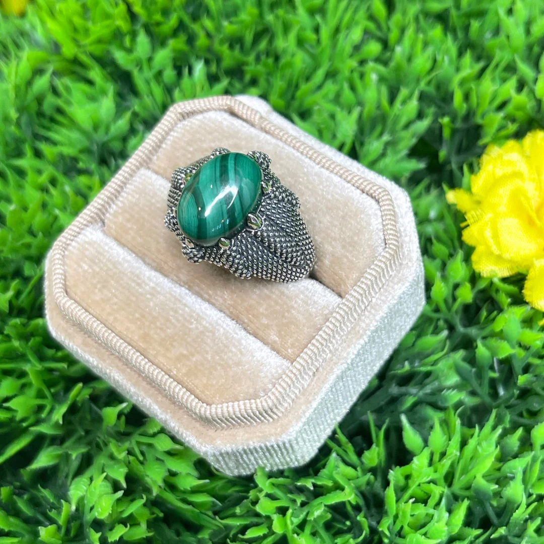 Chevalière Argent Malachite Griffe #2 - Image 2