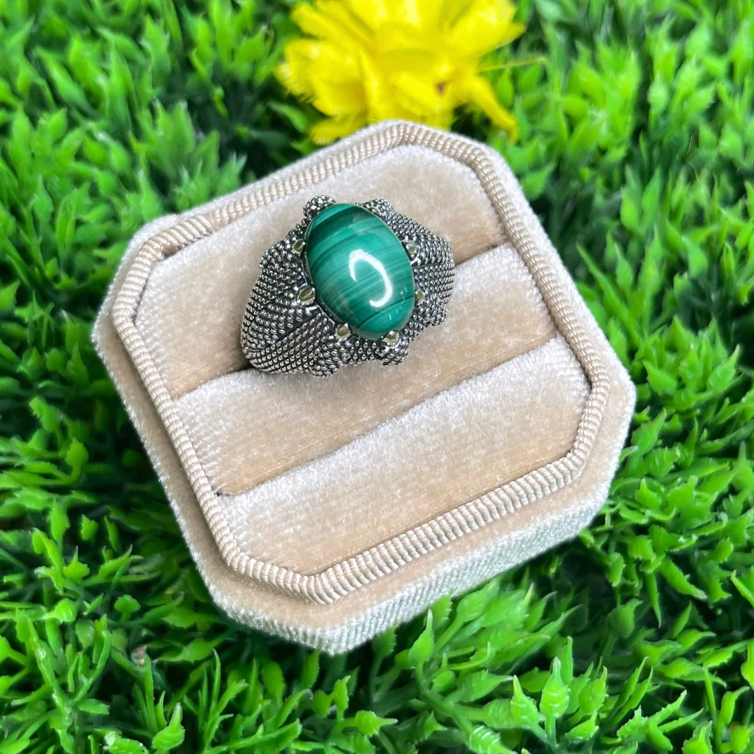 Chevalière Argent Malachite Griffe #3 - Image 2