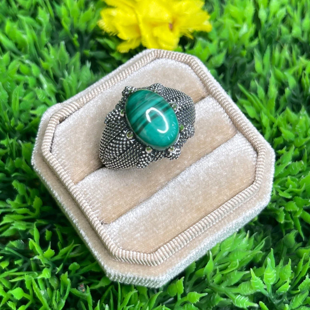 Chevalière Argent Malachite Griffe #5 - Image 2