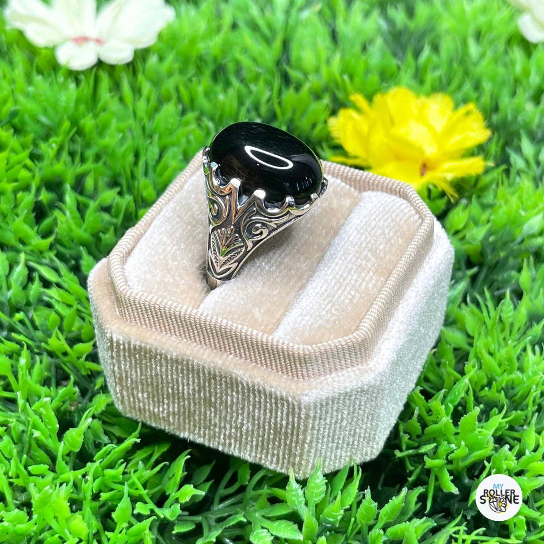 Chevalière Argent Onyx Noir Paon - Image 2