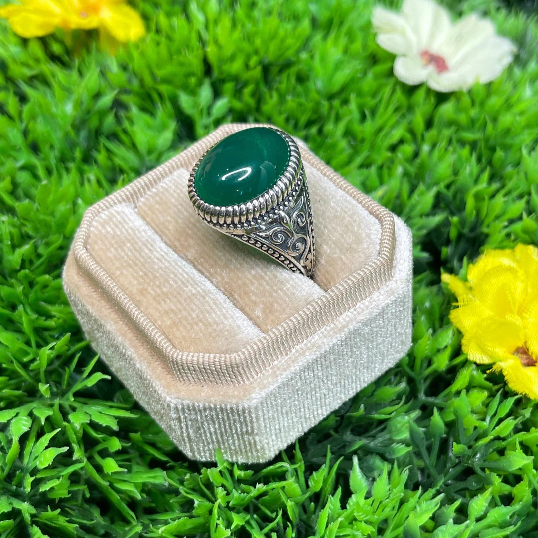 Chevalière Argent Onyx Vert Celte - Image 2